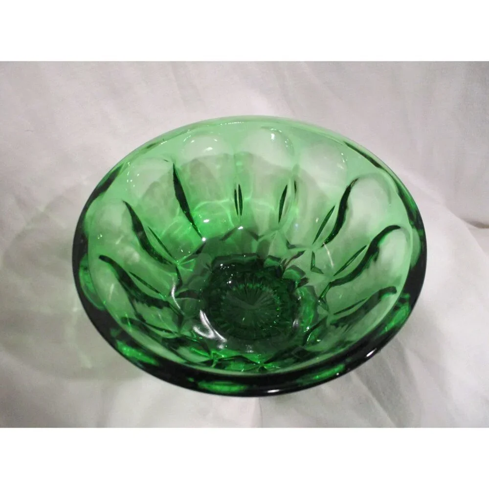 Emerald Green Depression Glass‎ Bowl Vintage Anchor Hocking Footed midcentury - Picture 3 of 6